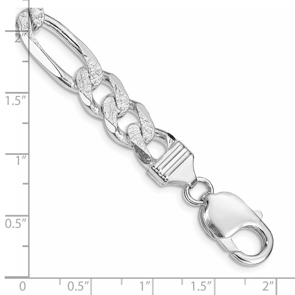 Sterling Silver Rhodium-plated 9.5mm Pav������������������������������������������������������ Flat Figaro Chain QFF250R-8