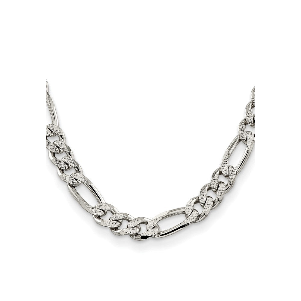 Sterling Silver 11.0mm Pav������������������������������������������������������ Flat Figaro ChainQFF300