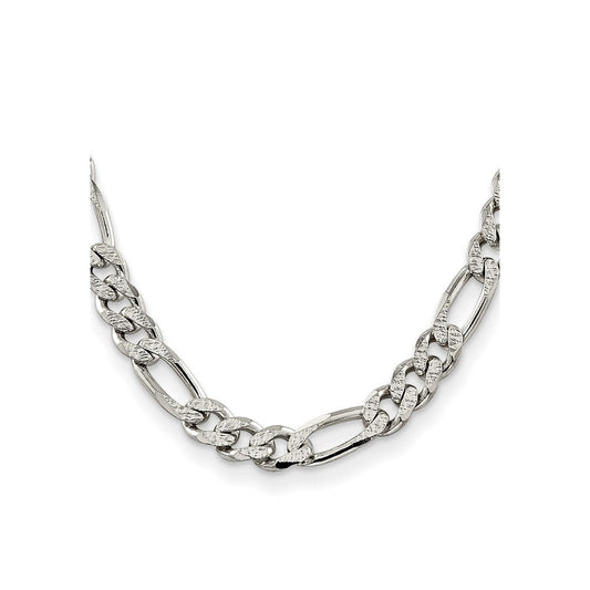 Sterling Silver 11.0mm Pav������������������������������������������������������ Flat Figaro ChainQFF300
