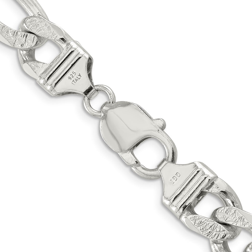 Sterling Silver 11.0mm Pav������������������������������������������������������ Flat Figaro ChainQFF300