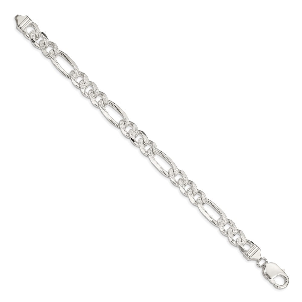 Sterling Silver 11.0mm Pav������������������������������������������������������ Flat Figaro Chain QFF300-8