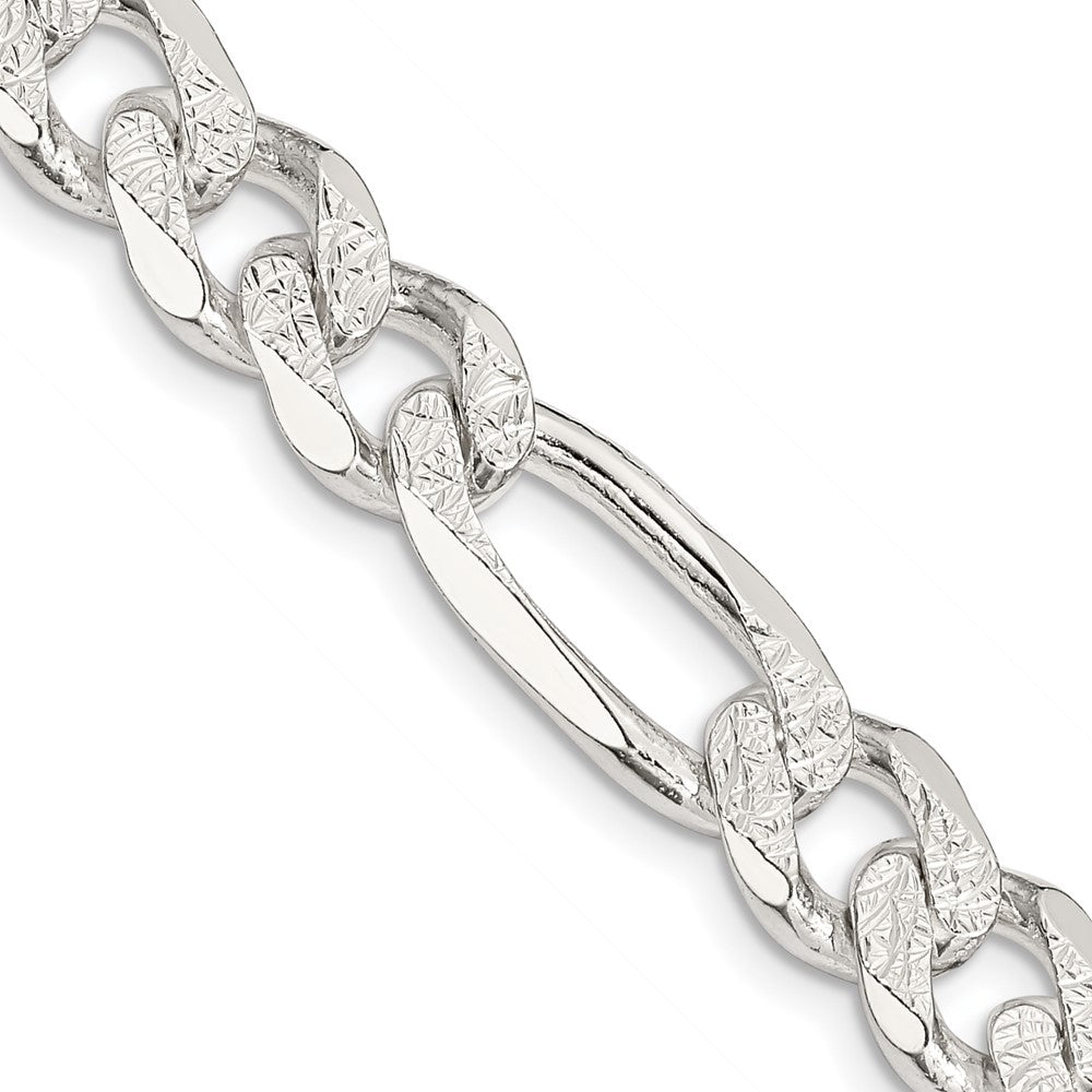 Sterling Silver 11.0mm Pav������������������������������������������������������ Flat Figaro ChainQFF300