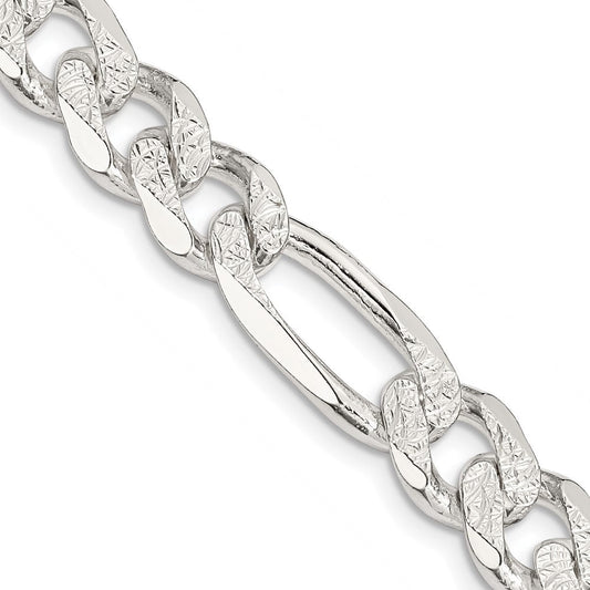 Sterling Silver 11.0mm Pav������������������������������������������������������ Flat Figaro ChainQFF300