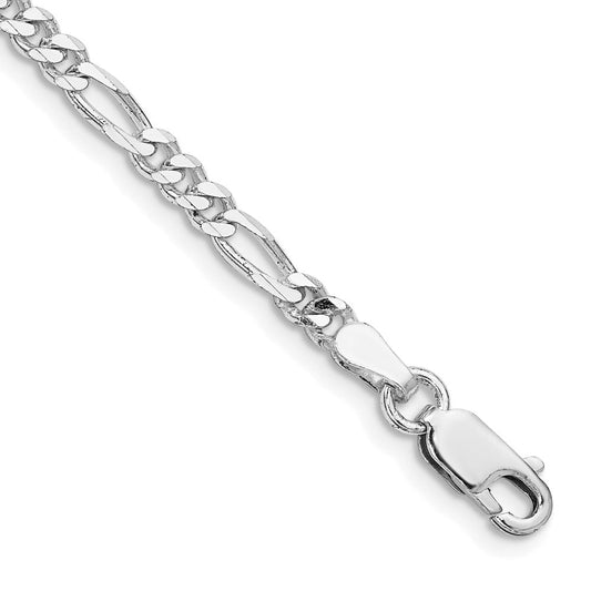 Sterling Silver Rhodium-plated 3.5mm Figaro Chain QFG100R-8