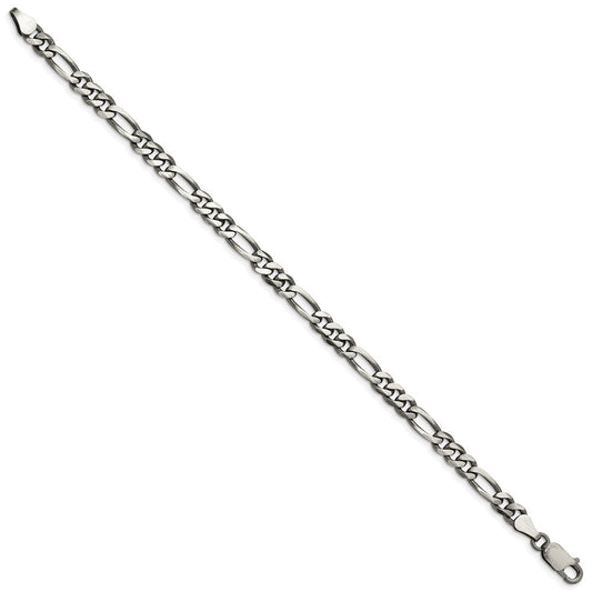 Sterling Silver Antiqued 5.5mm Figaro Chain QFG150A-8