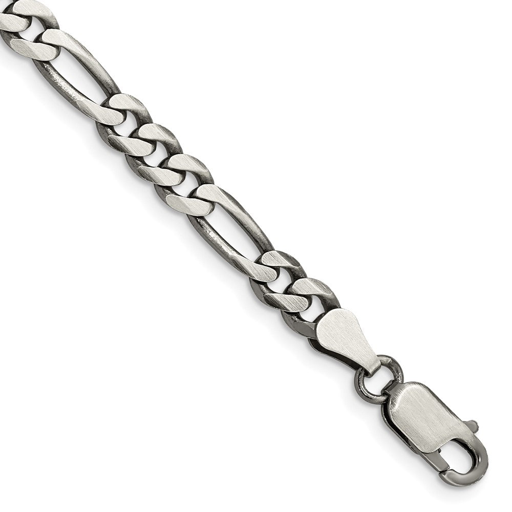 Sterling Silver Antiqued 5.5mm Figaro Chain QFG150A-8
