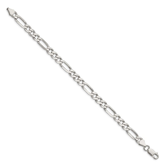 Sterling Silver Rhodium-plated 6.5mm Figaro Chain QFG180-8