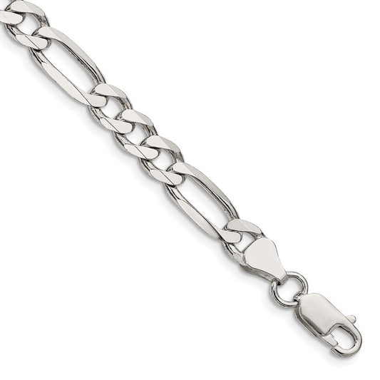 Sterling Silver Rhodium-plated 6.5mm Figaro Chain QFG180-8