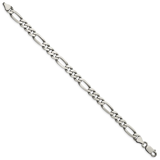 Sterling Silver Antiqued 6.5mm Figaro Chain QFG180A-8