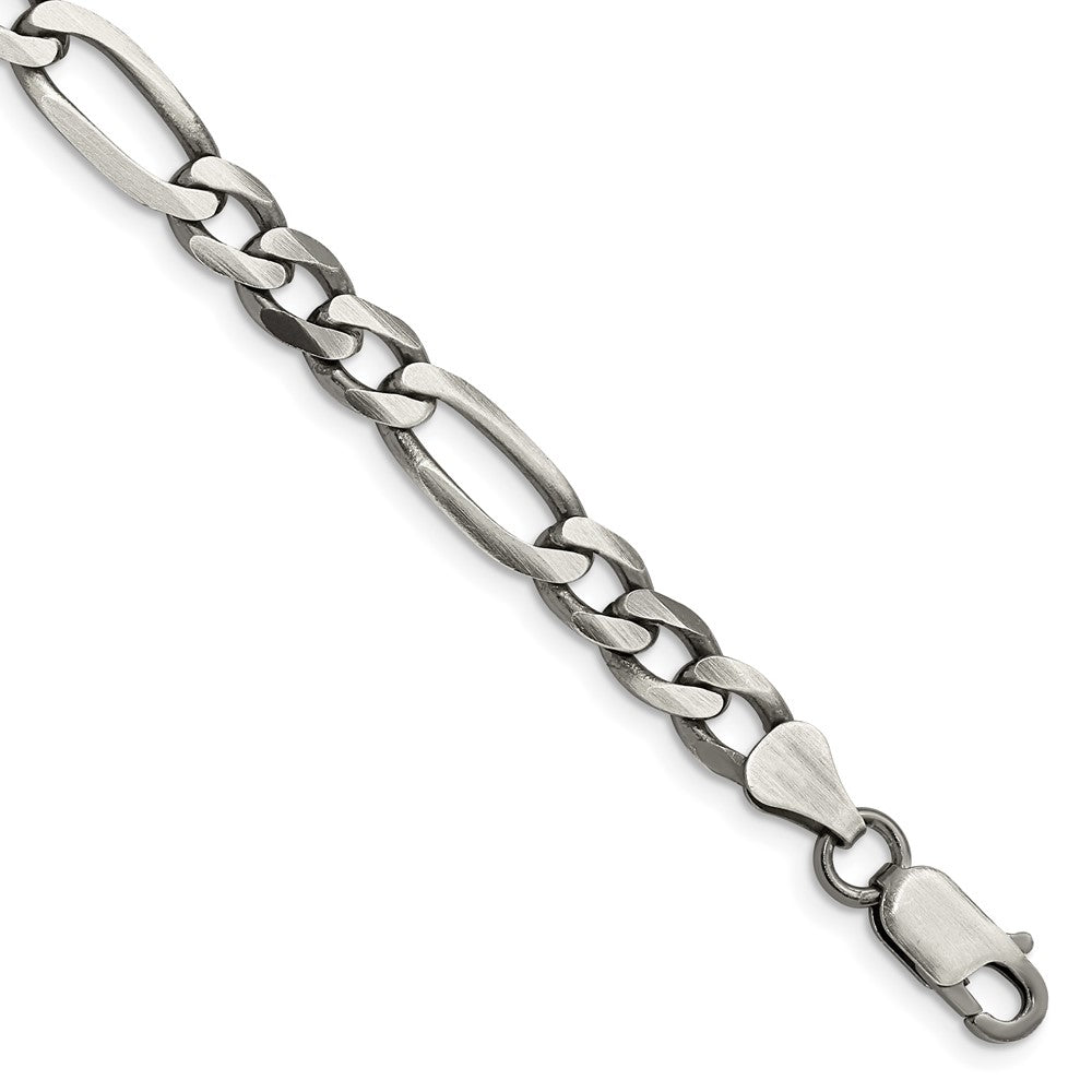 Sterling Silver Antiqued 6.5mm Figaro Chain QFG180A-8