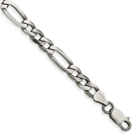 Sterling Silver Antiqued 6.5mm Figaro Chain QFG180A-8