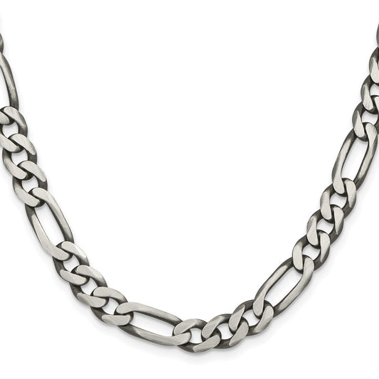 Sterling Silver Antiqued 7.75mm Figaro ChainQFG220A