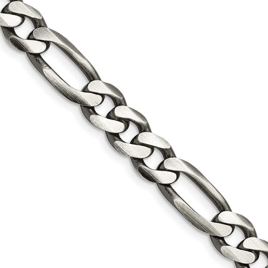 Sterling Silver Antiqued 7.75mm Figaro ChainQFG220A