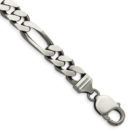 Sterling Silver Antiqued 9mm Figaro Chain QFG250A-8
