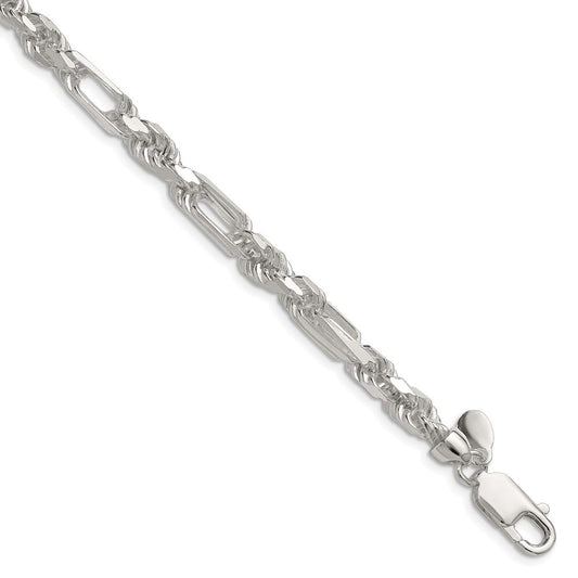 Sterling Silver 6mm D/C Figarope Chain QFGR110-8