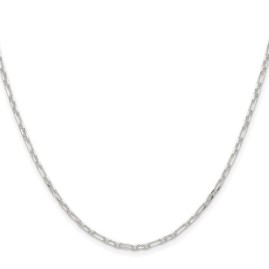 Sterling Silver D/C 2mm 3 Short Plus 1 Long Cable Link ChainQFL060