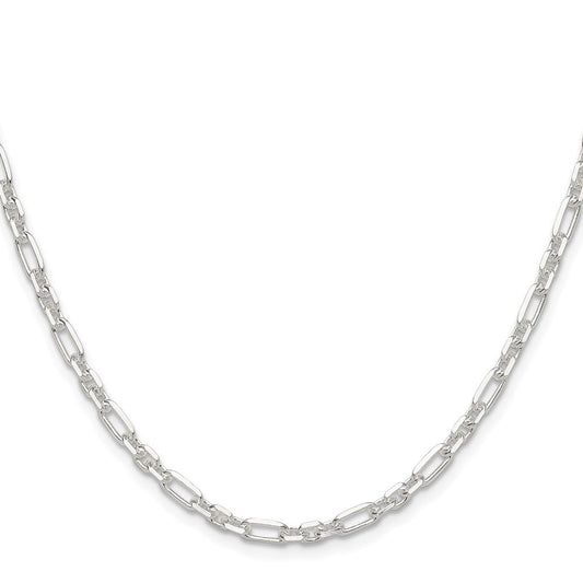 Sterling Silver D/C 4mm 3 Short Plus 1 Long Cable Link ChainQFL100