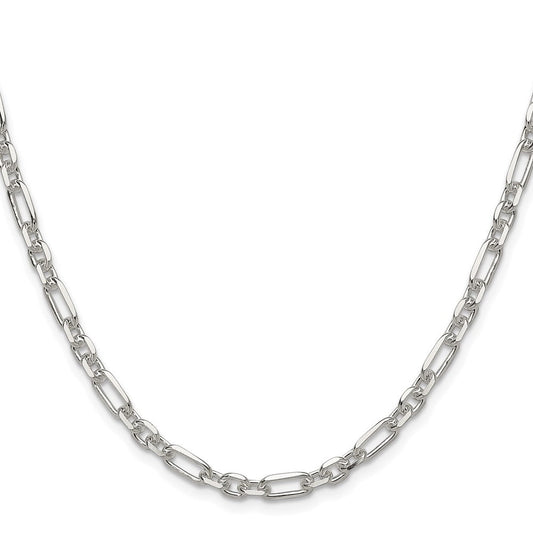 Sterling Silver D/C 4.5mm 3 Short Plus 1 Long Cable Link ChainQFL120