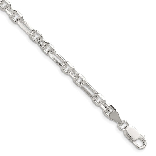 Sterling Silver D/C 6mm 3 Short Plus 1 Long Cable Link Chain QFL150-8