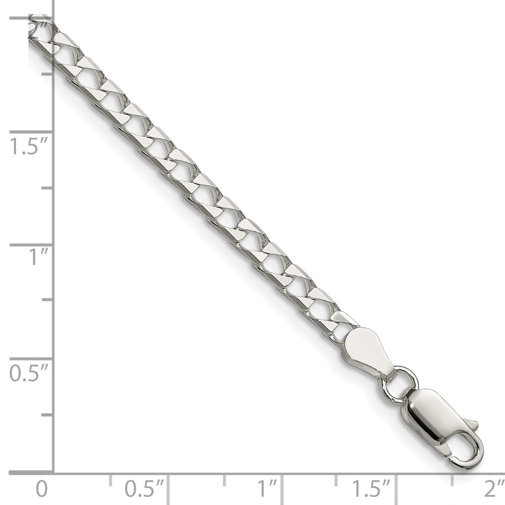 Sterling Silver 3.25mm D/C Square Curb Chain QFOC120-8