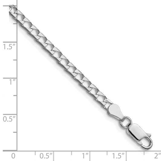 Sterling Silver Rhodium-plated 3.25mm D/C Square Curb Chain QFOC120R-8