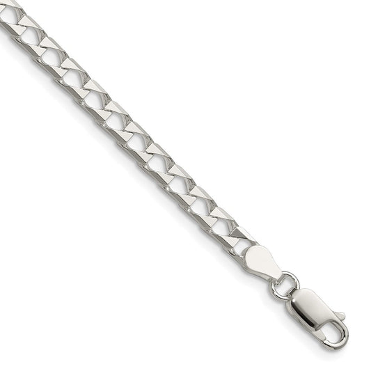 Sterling Silver 4mm D/C Square Curb Chain QFOC150-8
