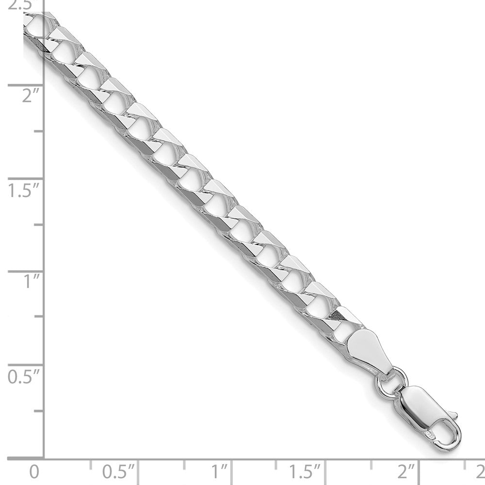 Sterling Silver Rhodium-plated 5mm D/C Square Curb Chain QFOC180R-8