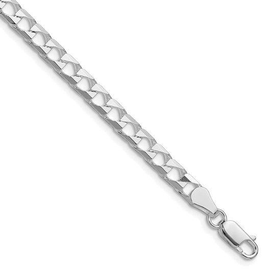 Sterling Silver Rhodium-plated 5mm D/C Square Curb Chain QFOC180R-8