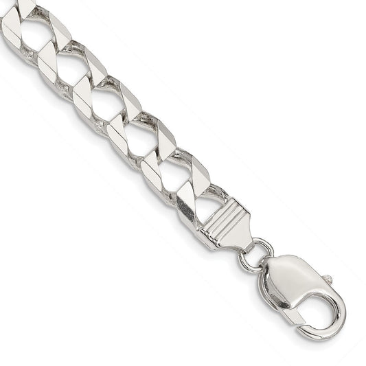Sterling Silver 7.2mm D/C Square Curb Chain QFOC250-8