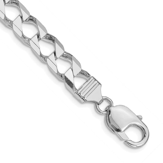 Sterling Silver Rhodium-plated 7.2mm D/C Square Curb Chain QFOC250R-8