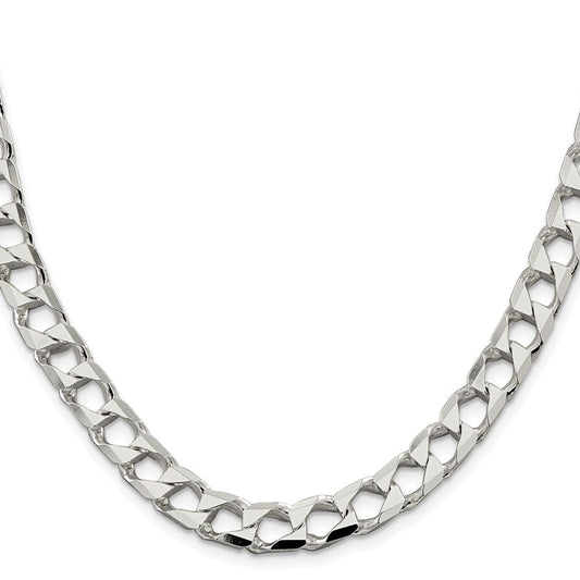 Sterling Silver Rhodium-plated 8.6mm D/C Square Curb ChainQFOC300R