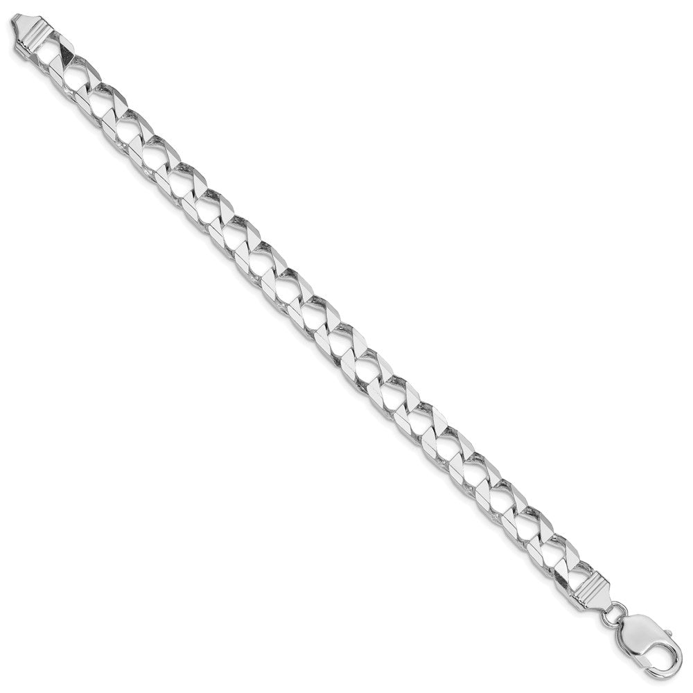 Sterling Silver Rhodium-plated 8.6mm D/C Square Curb Chain QFOC300R-8