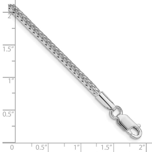 Sterling Silver Rhodium-plated 2.5mm Diamond-cut Round Franco Chain QFR250R-8