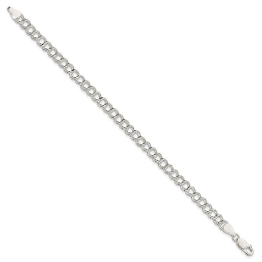 Sterling Silver 5.25mm Solid Double Link Charm Bracelet QG1162-7