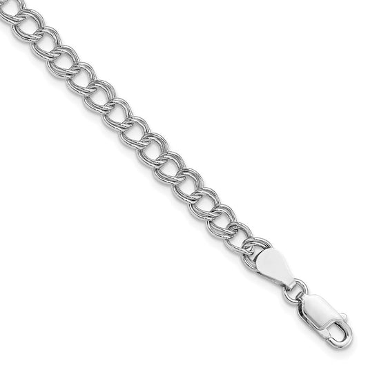 Sterling Silver RH-plated 5.25mm Solid Double Link Charm Bracelet QG1162R-7