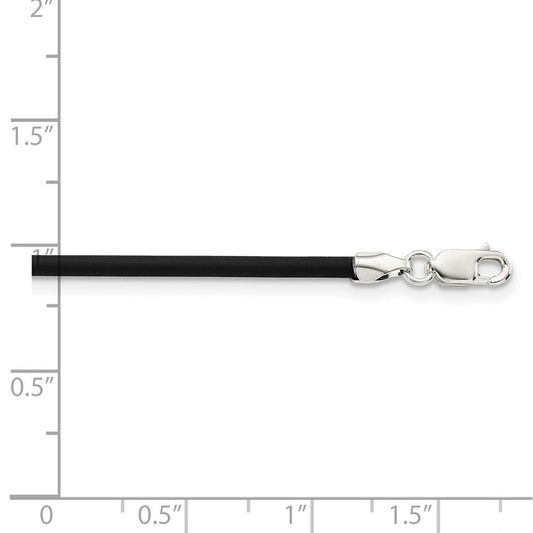 Sterling Silver 20inch 2mm Black Rubber Cord NecklaceQG1256