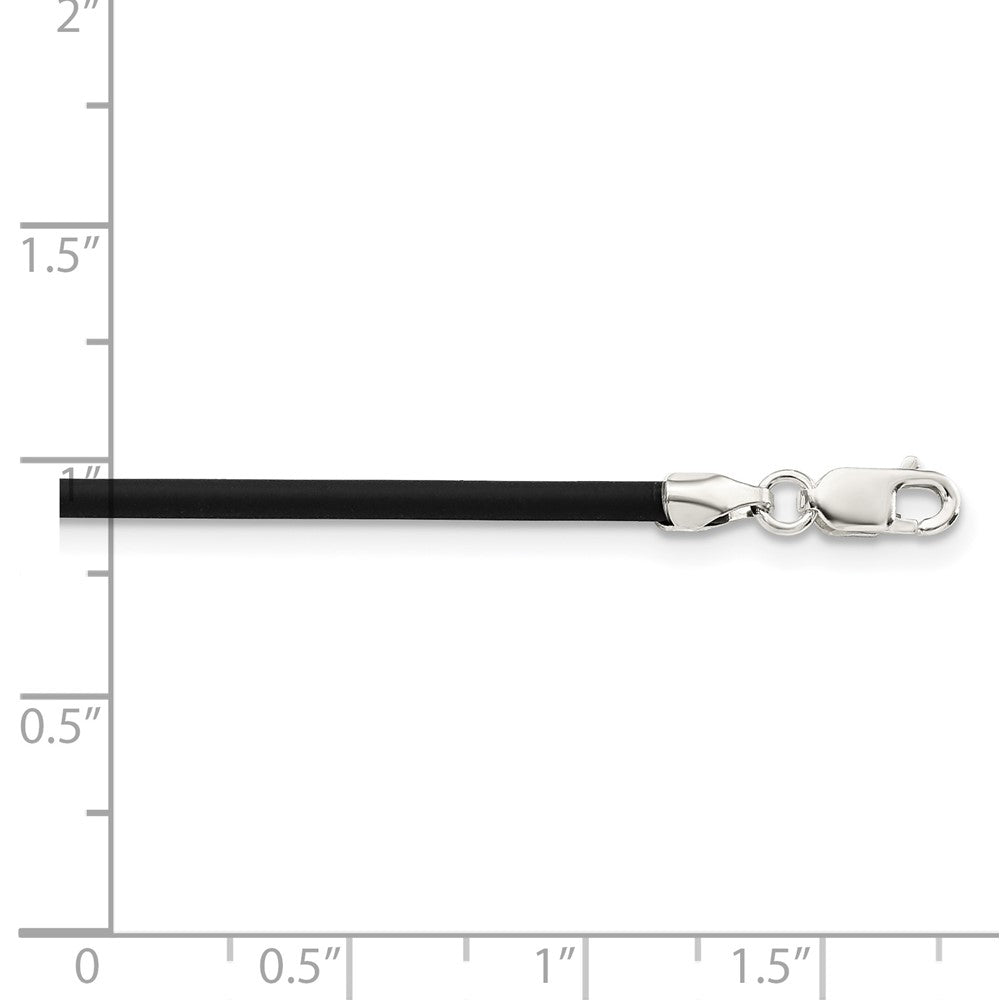 Sterling Silver 18inch 2mm Black Rubber Cord NecklaceQG1256