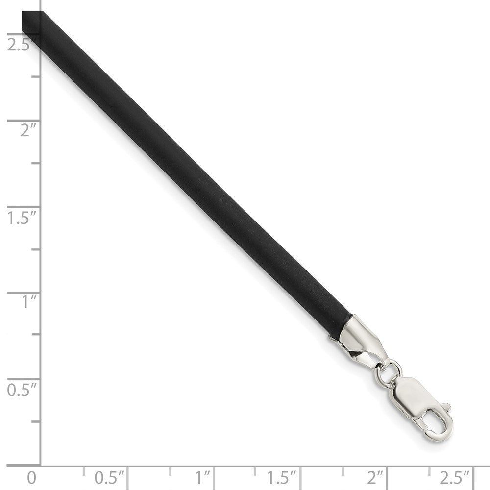 Sterling Silver 20inch 4mm Black Rubber Cord NecklaceQG1258