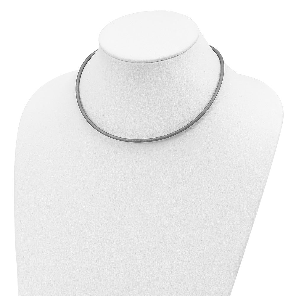 Sterling Silver 16inch 3mm Metallic Rubber Cord NecklaceQG1260