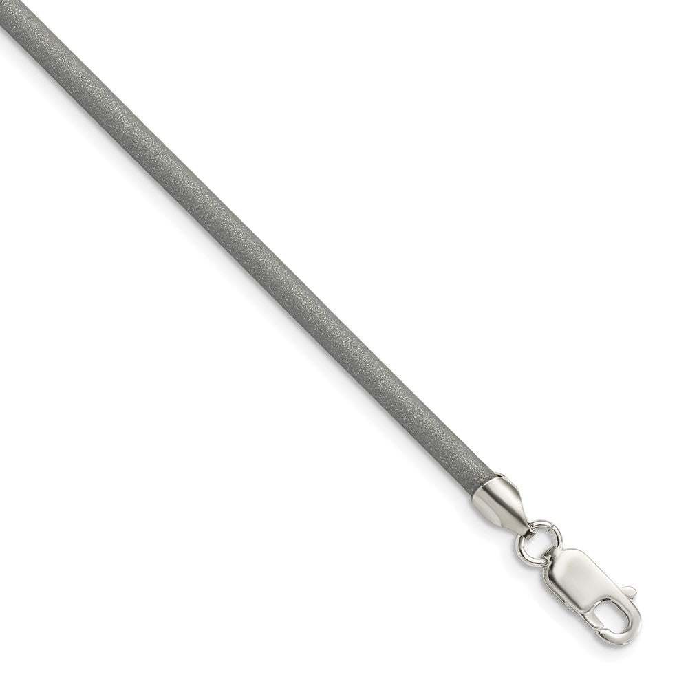 Sterling Silver 18inch 3mm Metallic Rubber Cord NecklaceQG1260