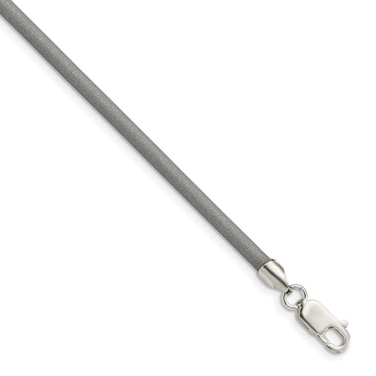 Sterling Silver 18inch 3mm Metallic Rubber Cord NecklaceQG1260