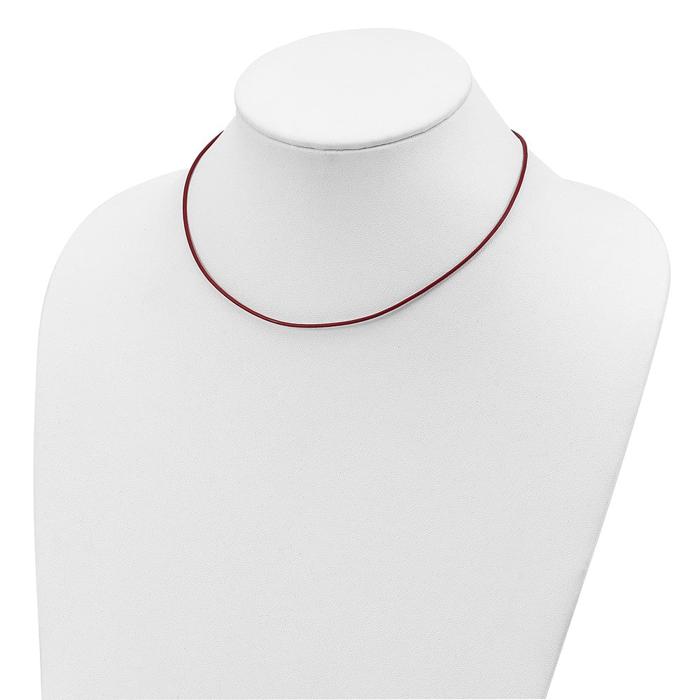 Sterling Silver 18inch 1.5mm Poppy Leather Cord NecklaceQG1300