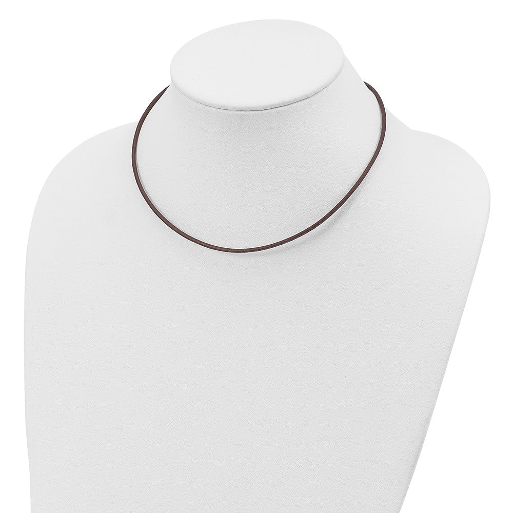 Sterling Silver 18inch 2mm Brown Leather Cord NecklaceQG1307
