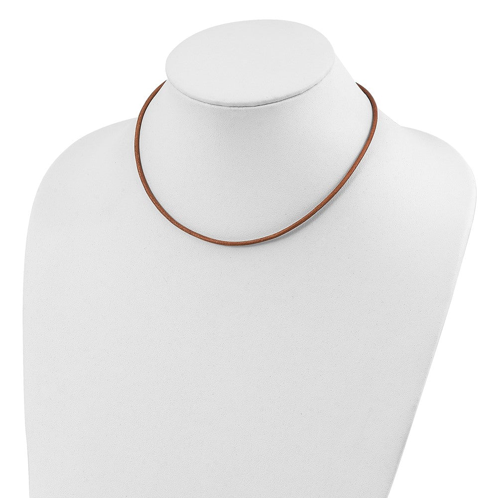 Sterling Silver 18inch 2mm Natural Leather Cord NecklaceQG1308