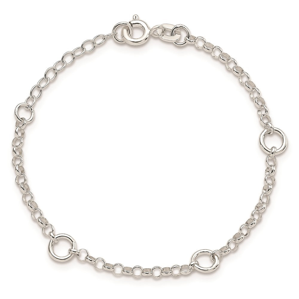 Sterling Silver Polished Fancy Rolo Chain Children's Bracelet QG1329-6