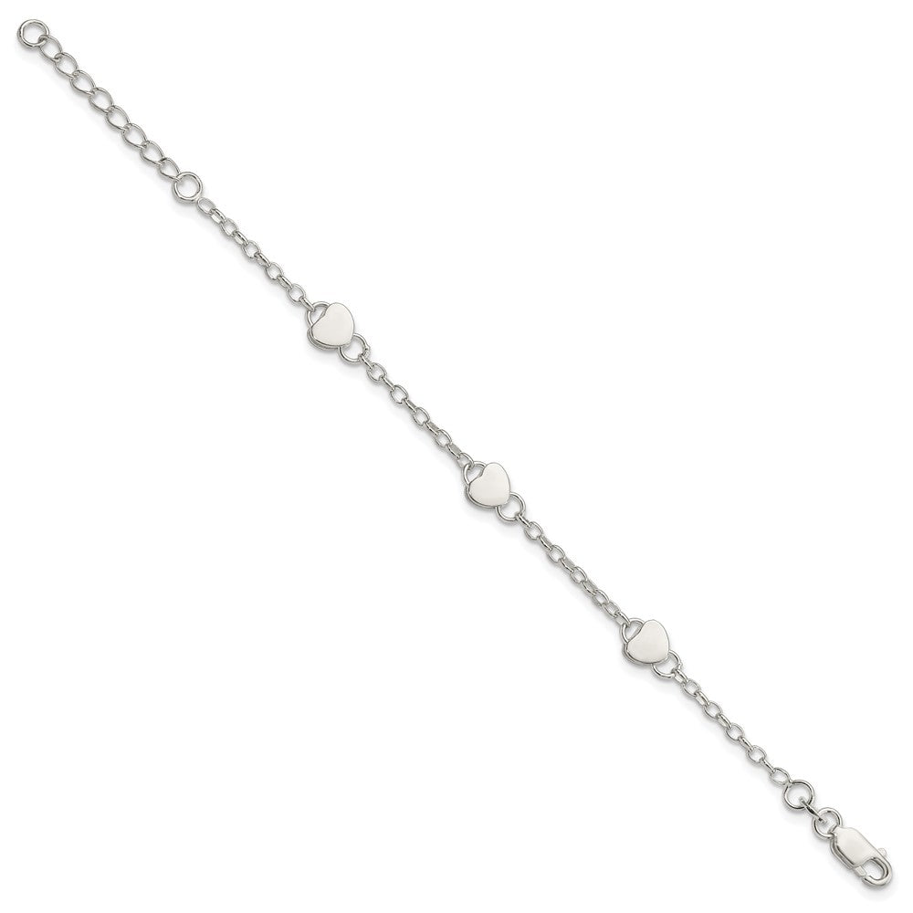 Sterling Silver Heart Childs 6 Inch Plus 1 Inch Ext. Bracelet QG1445-6