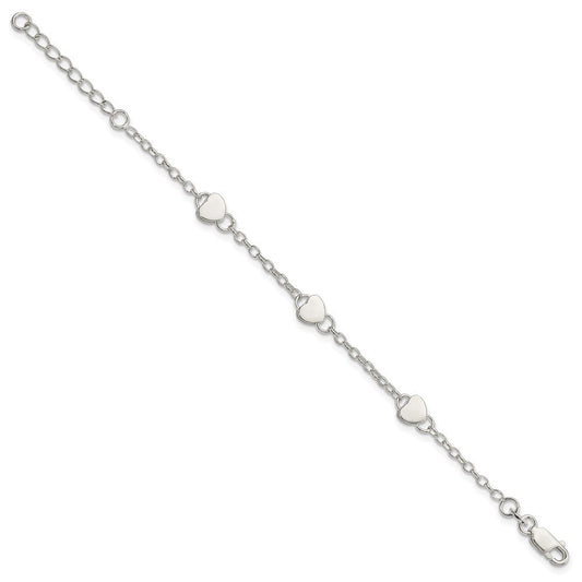 Sterling Silver Heart Childs 6 Inch Plus 1 Inch Ext. Bracelet QG1445-6