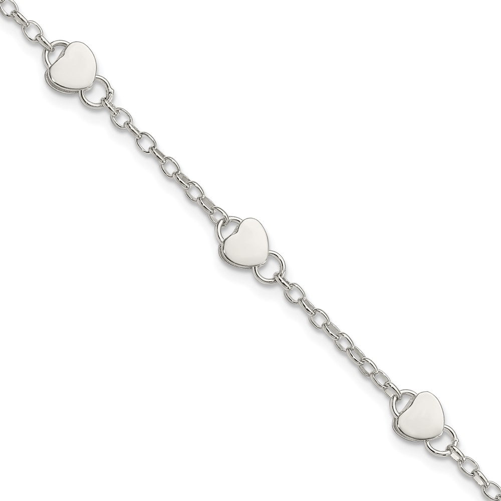 Sterling Silver Heart Childs 5 Inch Plus 1 Inch Ext. Bracelet QG1445-6