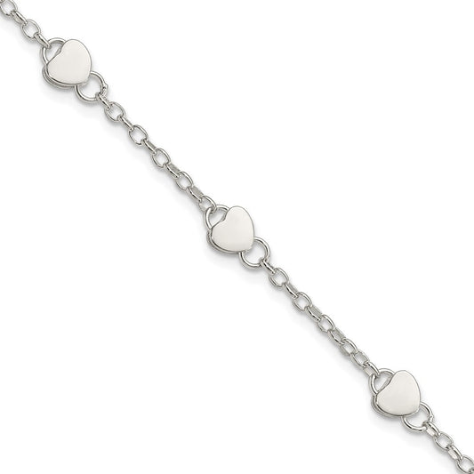 Sterling Silver Heart Childs 5 Inch Plus 1 Inch Ext. Bracelet QG1445-6
