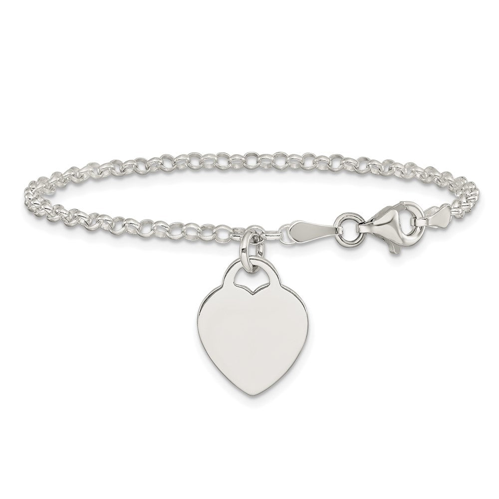 Sterling Silver Engraveable Heart 7in Bracelet QG1446-6